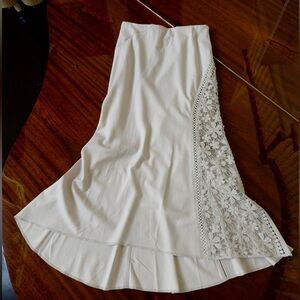 Byron Lars Anthropologie Icy Pale Lilac Maxi Skirt with Lace Detail